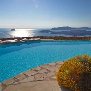 POOL AND VOLCANO AND ISLANDS BEYOND